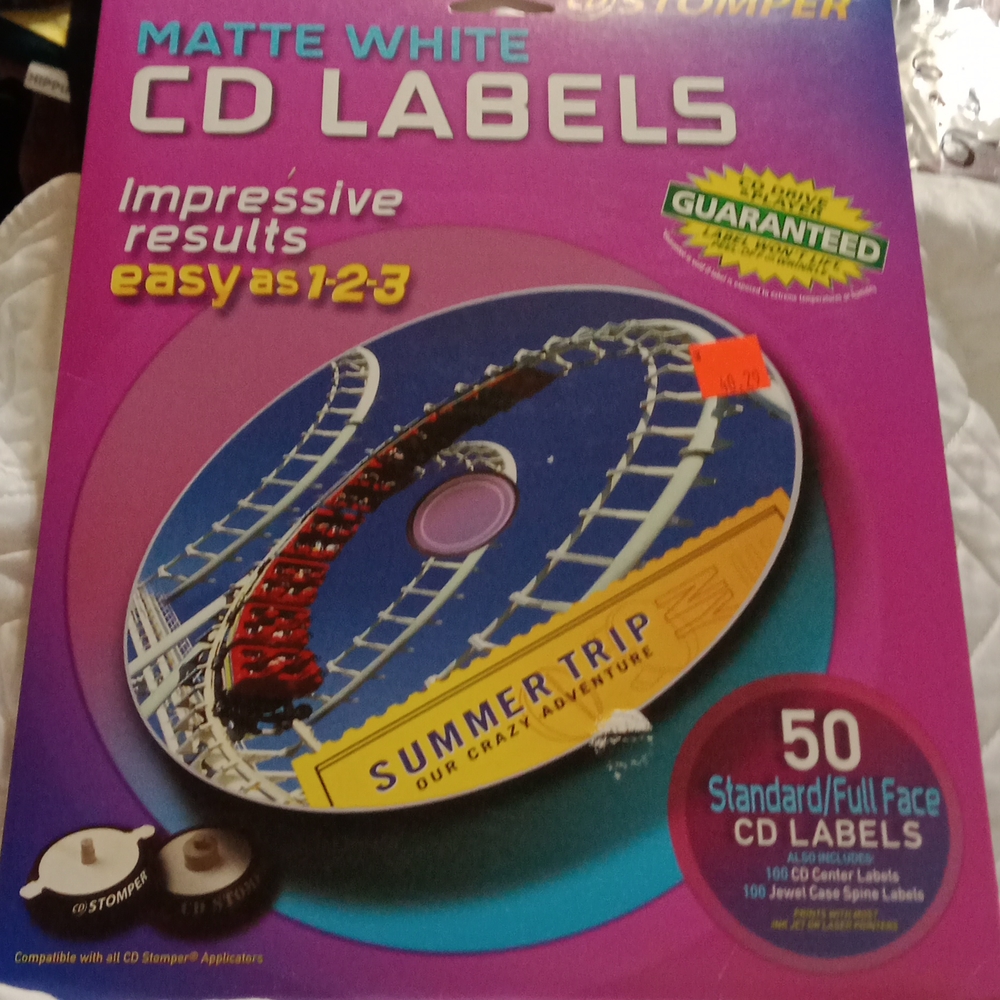CD Stomper Matte White CD Labels 50 CD Labels